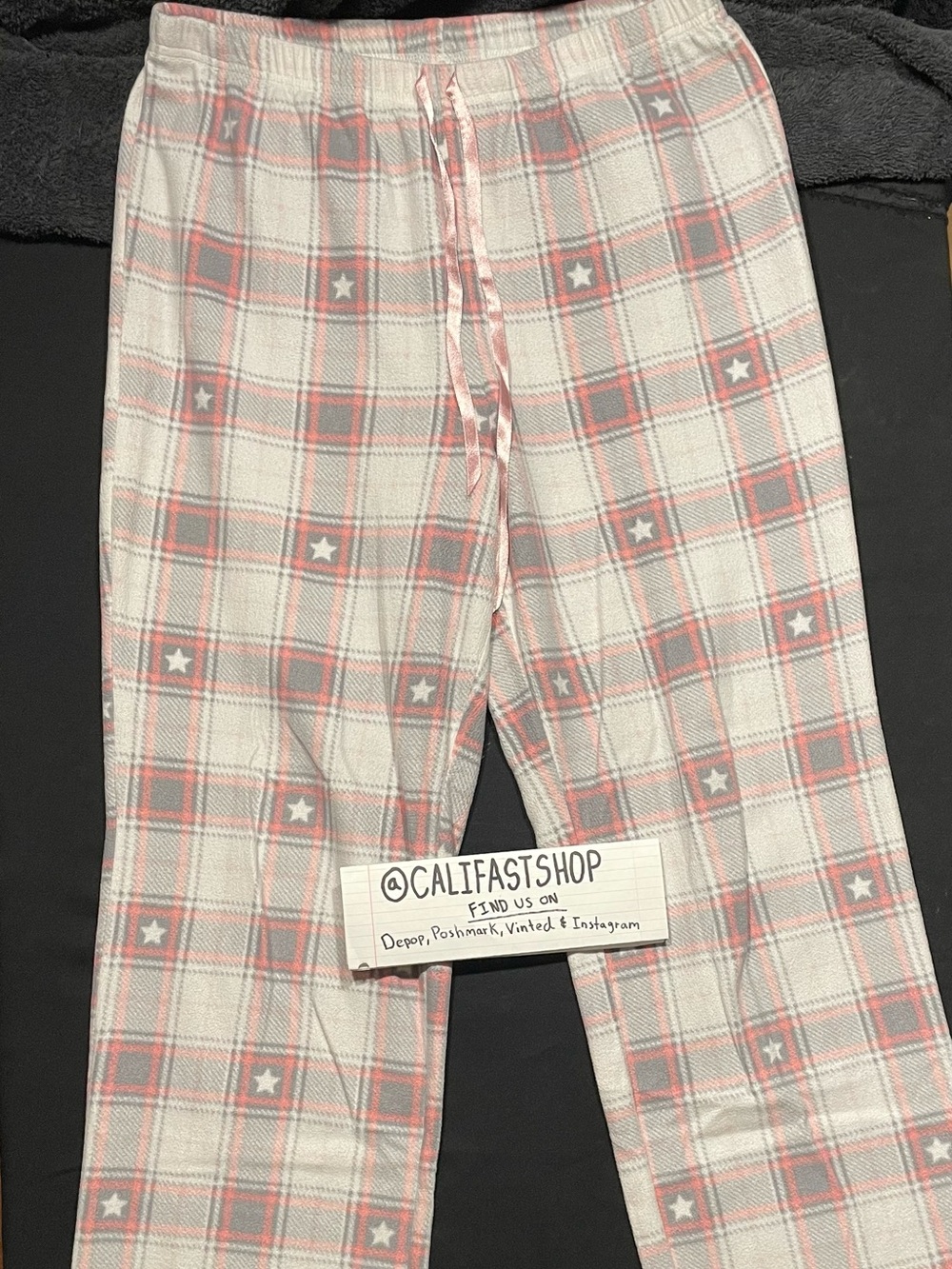 croft & barrow Pink and Gray Plaid Star Flannel Pajama Pants